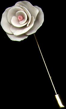 [Sculpted white rose pin with pink center - 8K]
